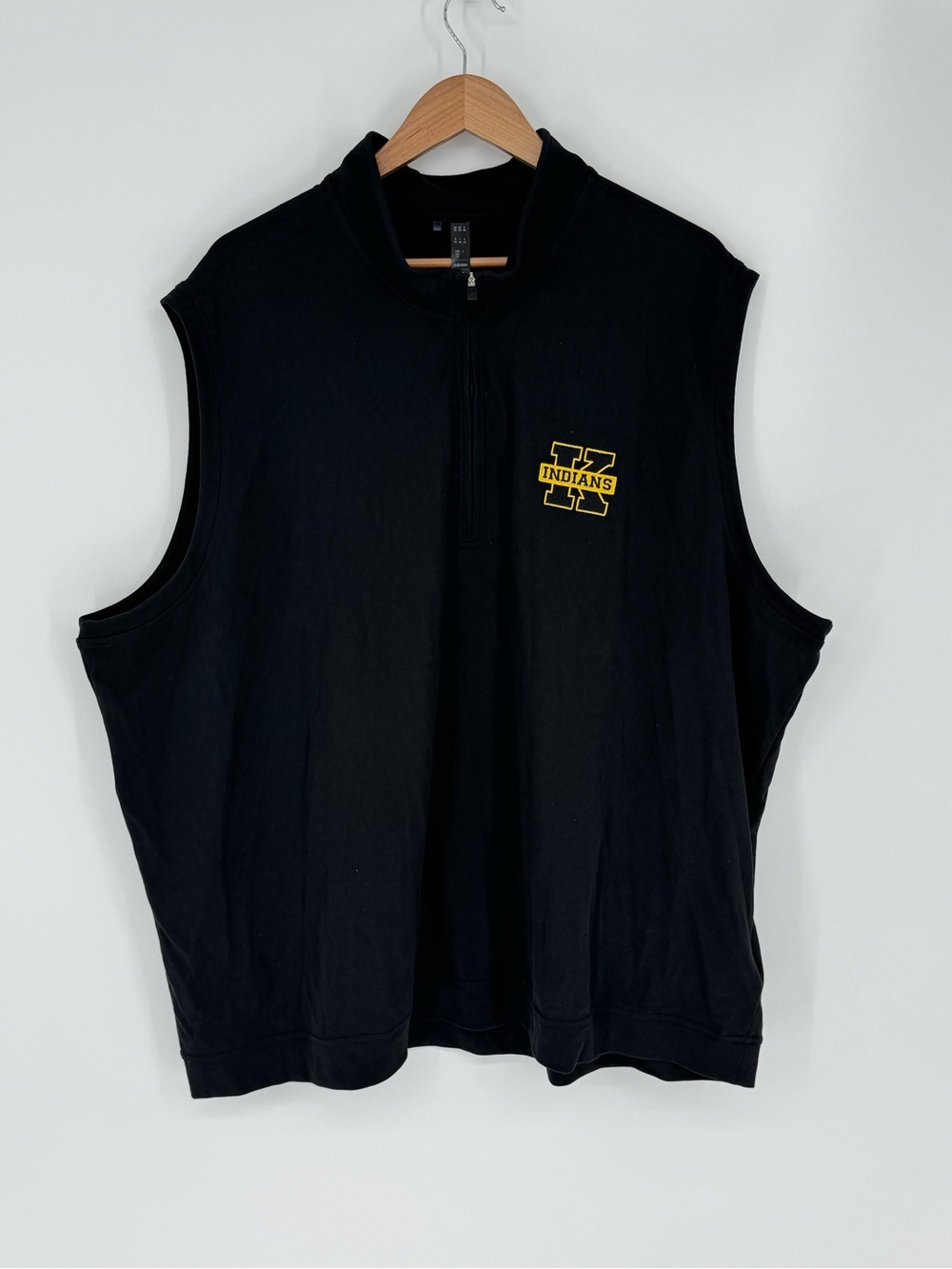 Adidas Vest Men’s Size 4XL Black 1/4 Zip Cotton/Polyester Kennett Indians H8